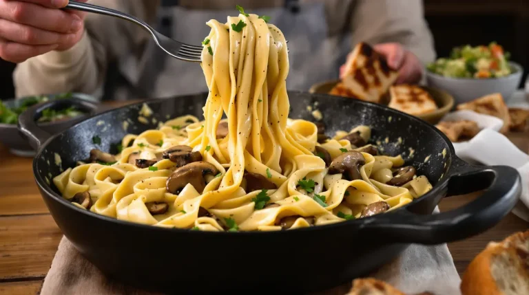 Accueil J’ai cuit ce one pot pasta aux champignons dans une crème onctueuse : rapide, fondant et réconfortant